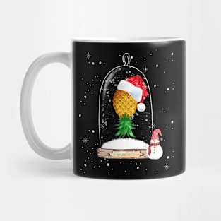 Santa Hat Swinger Upside Down Pineapple Snow Globe Winter Mug